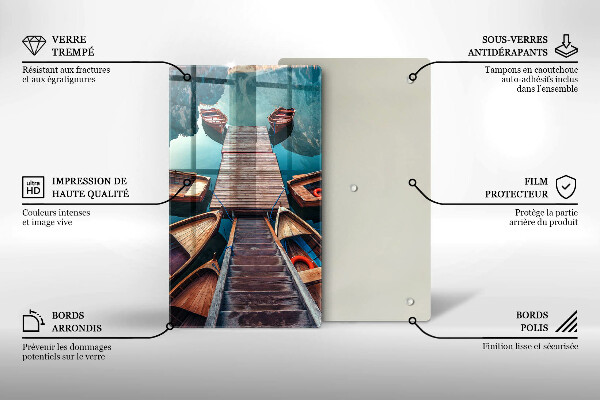 Skleněné krájecí prkénko Lodě na jezeře