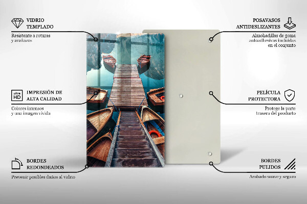 Skleněné krájecí prkénko Lodě na jezeře