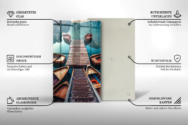 Skleněné krájecí prkénko Lodě na jezeře