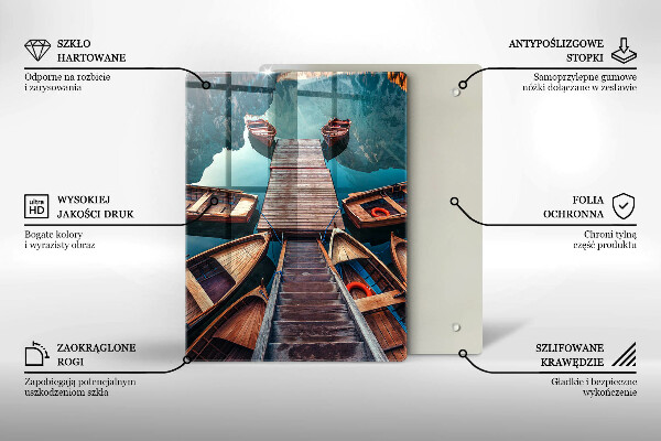 Skleněné krájecí prkénko Lodě na jezeře