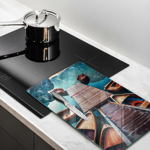 Skleněné krájecí prkénko Lodě na jezeře