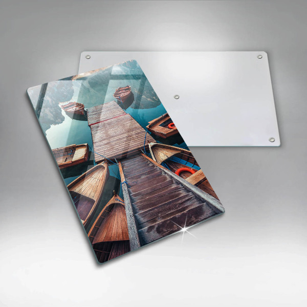 Skleněné krájecí prkénko Lodě na jezeře