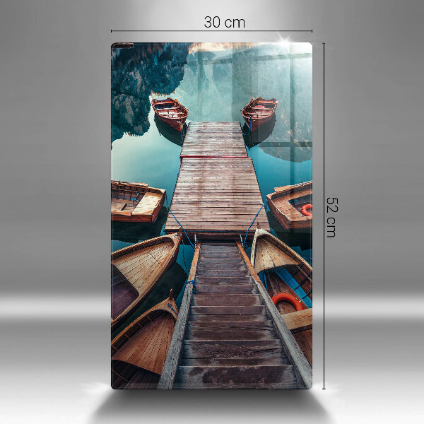 Skleněné krájecí prkénko Lodě na jezeře