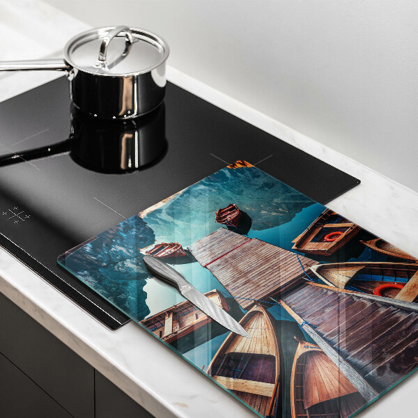 Skleněné krájecí prkénko Lodě na jezeře