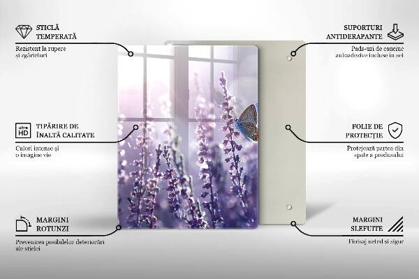 Skleněná krájecí deska Divoké květiny a motýl