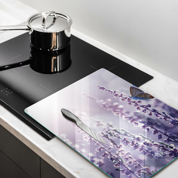 Skleněná krájecí deska Divoké květiny a motýl