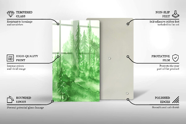 Skleněná krájecí deska Malovaný les