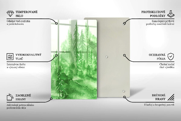 Skleněná krájecí deska Malovaný les