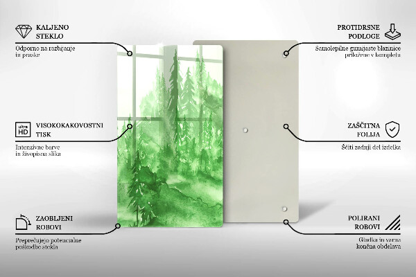 Skleněná krájecí deska Malovaný les