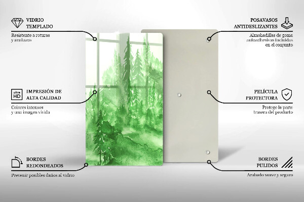 Skleněná krájecí deska Malovaný les