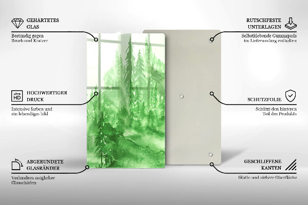 Skleněná krájecí deska Malovaný les