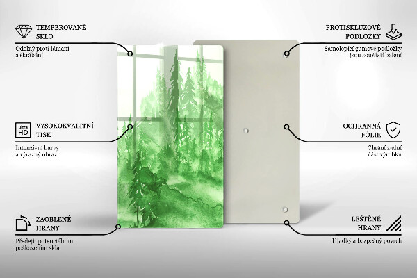 Skleněná krájecí deska Malovaný les