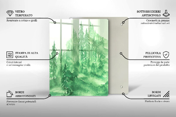 Skleněná krájecí deska Malovaný les