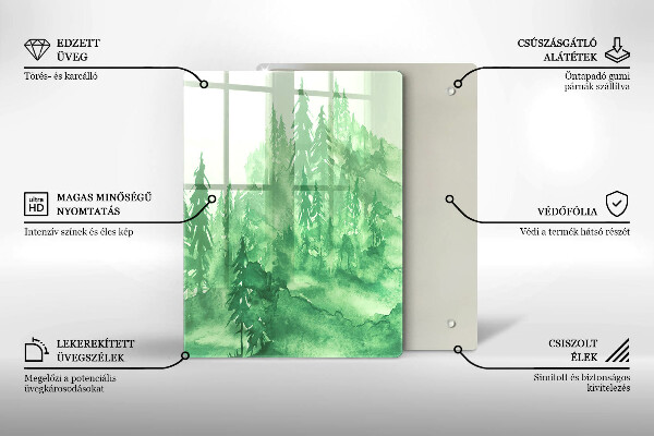 Skleněná krájecí deska Malovaný les