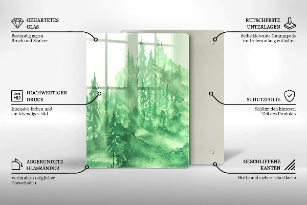 Skleněná krájecí deska Malovaný les