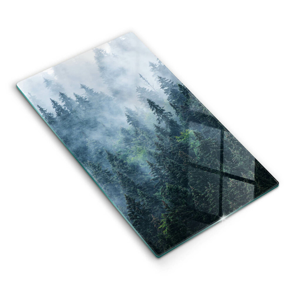 Skleněná krájecí deska Lesní stromy a mlha