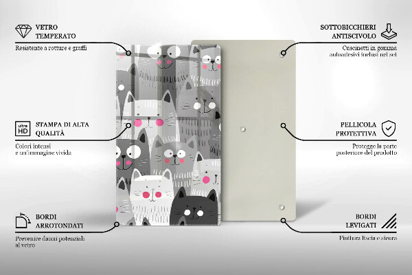 Skleněná krájecí deska Ilustrace kočky