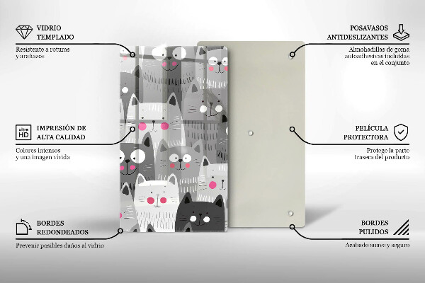 Skleněná krájecí deska Ilustrace kočky