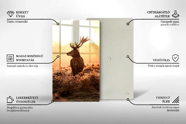 Skleněná krájecí deska Jelen v poli