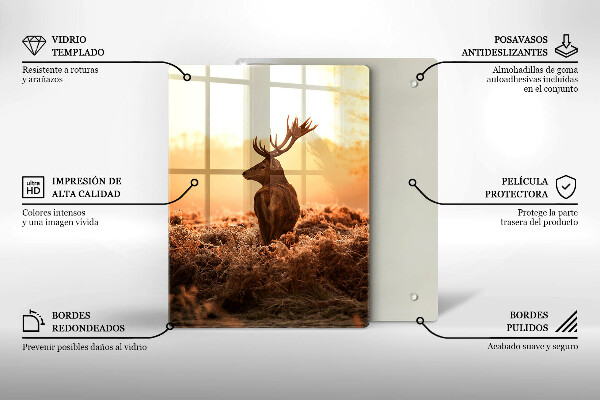 Skleněná krájecí deska Jelen v poli