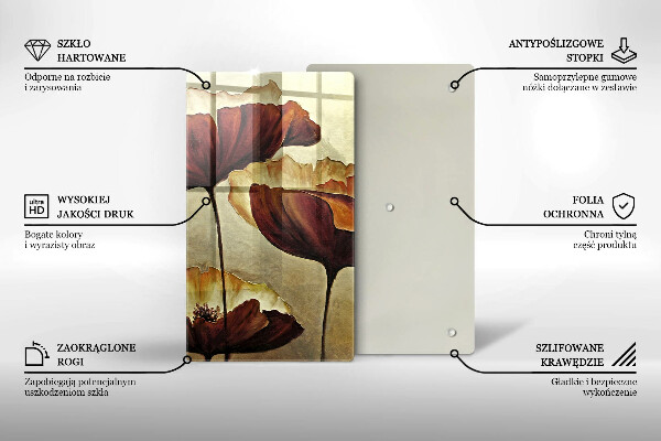 Skleněná krájecí deska Malované boho květiny