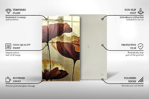 Skleněná krájecí deska Malované boho květiny