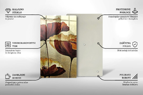 Skleněná krájecí deska Malované boho květiny