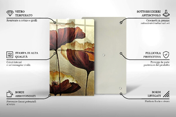 Skleněná krájecí deska Malované boho květiny