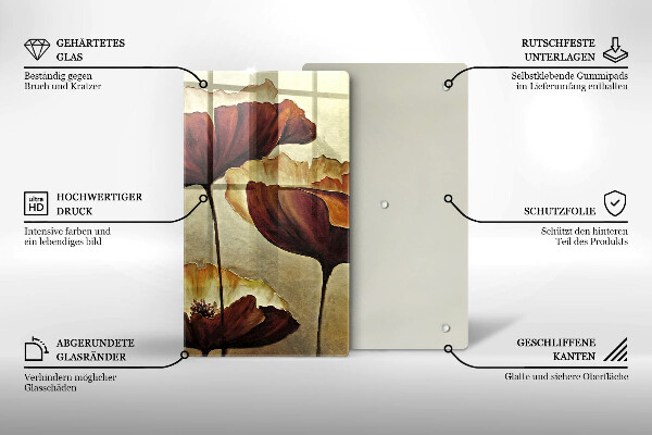 Skleněná krájecí deska Malované boho květiny