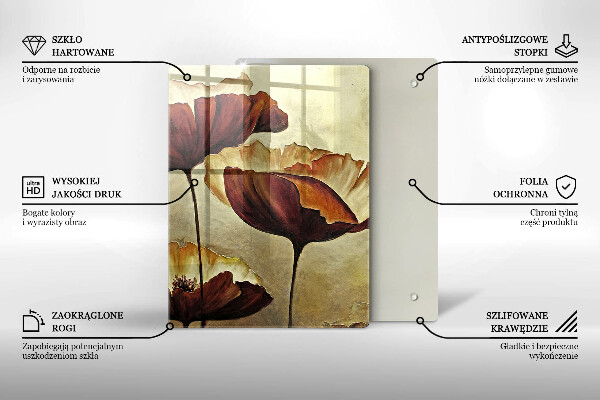 Skleněná krájecí deska Malované boho květiny