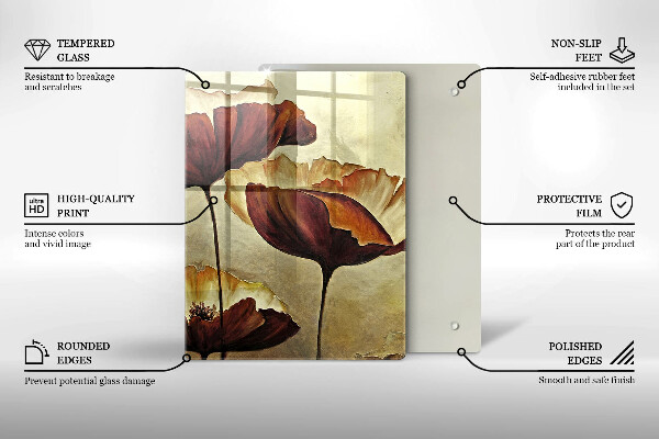 Skleněná krájecí deska Malované boho květiny