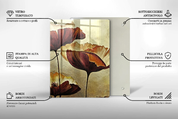 Skleněná krájecí deska Malované boho květiny