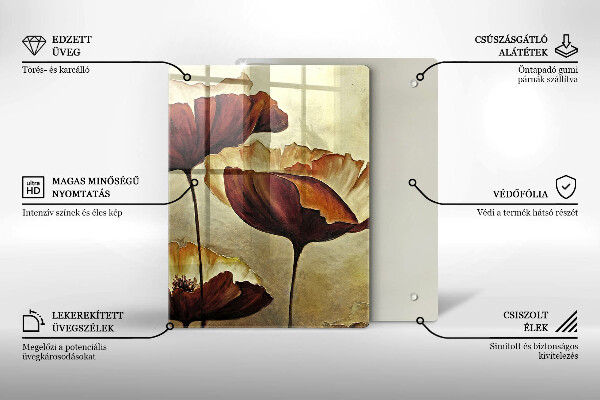 Skleněná krájecí deska Malované boho květiny