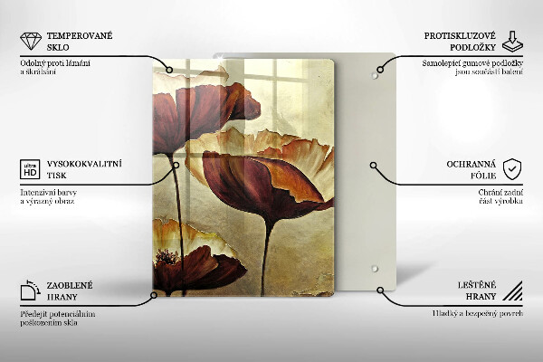 Skleněná krájecí deska Malované boho květiny