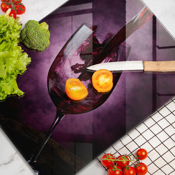 Skleněná krájecí deska Sklenice vína