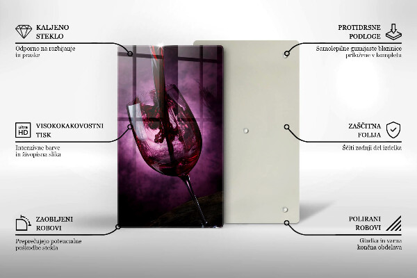 Skleněná krájecí deska Sklenice vína