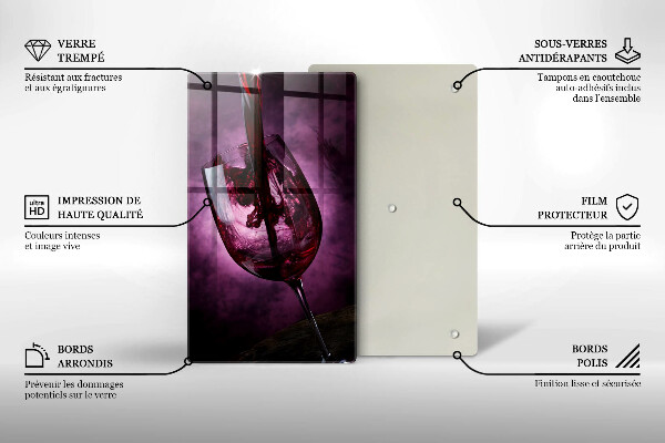 Skleněná krájecí deska Sklenice vína