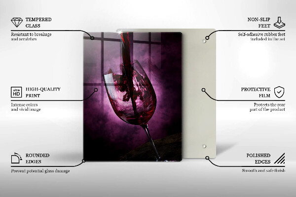 Skleněná krájecí deska Sklenice vína