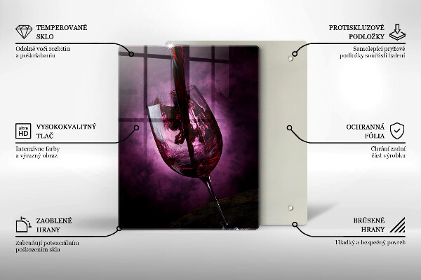 Skleněná krájecí deska Sklenice vína