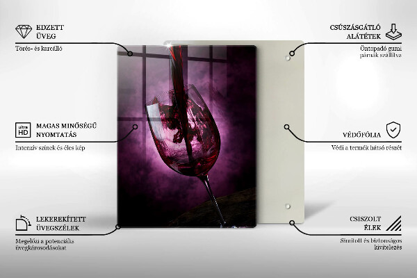 Skleněná krájecí deska Sklenice vína