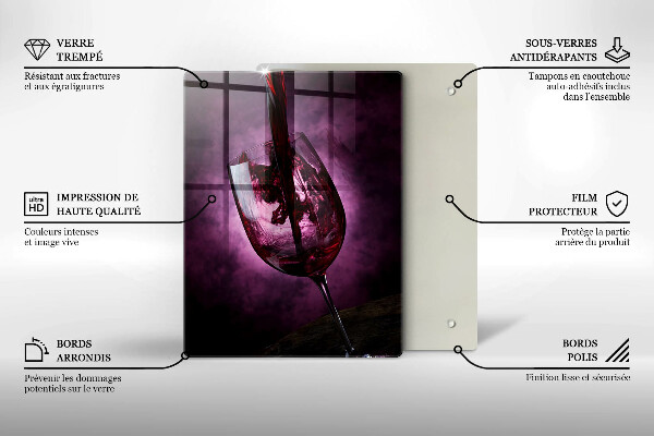 Skleněná krájecí deska Sklenice vína