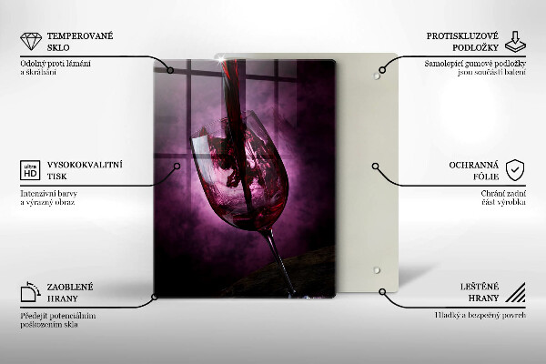 Skleněná krájecí deska Sklenice vína