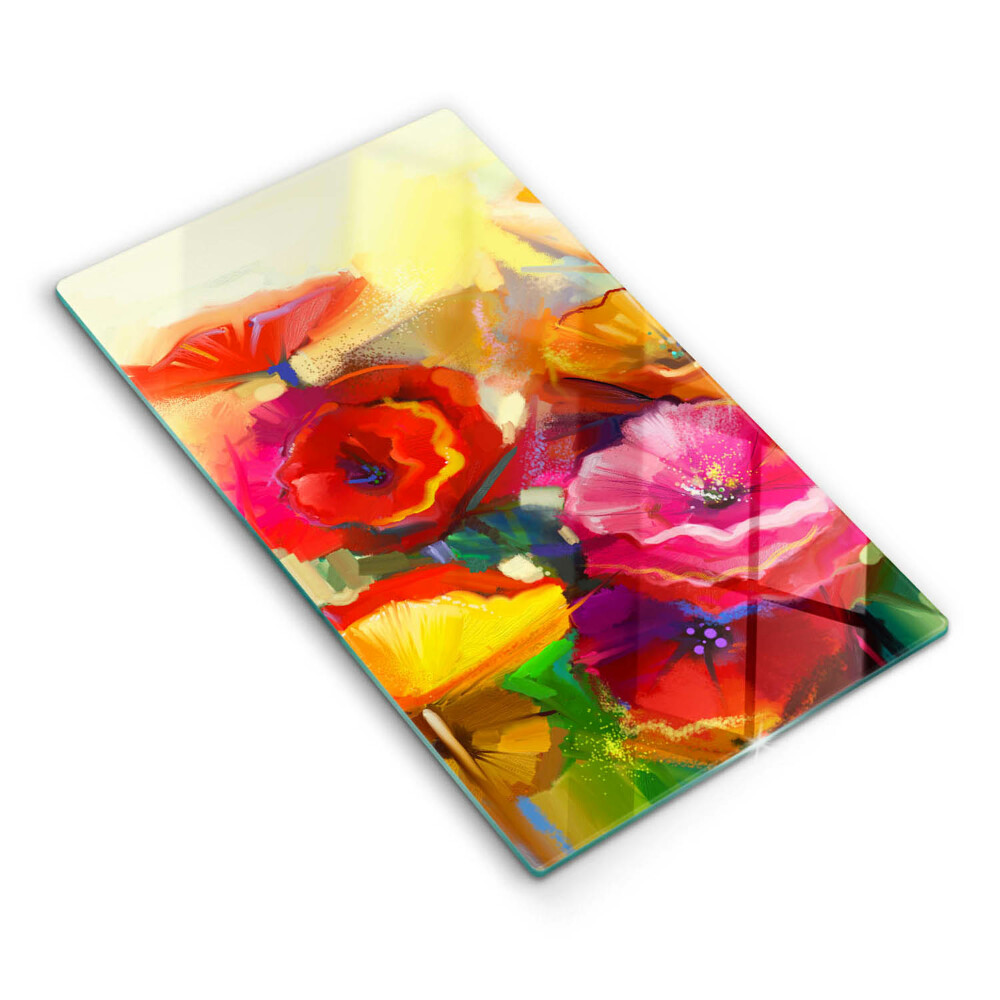 Skleněná krájecí deska Malované barevné květiny