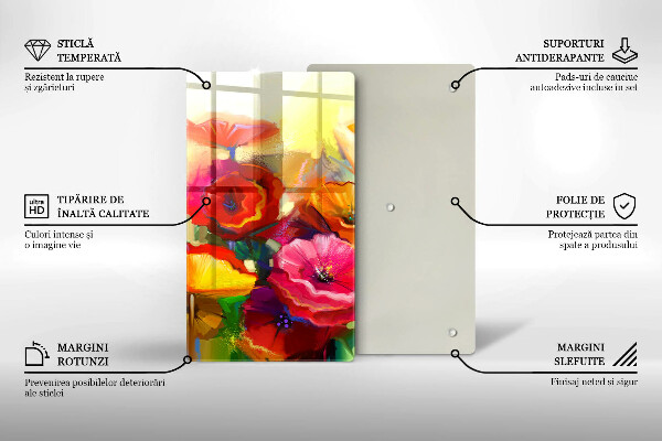 Skleněná krájecí deska Malované barevné květiny