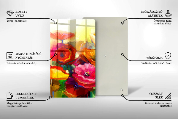 Skleněná krájecí deska Malované barevné květiny