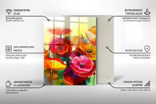 Skleněná krájecí deska Malované barevné květiny