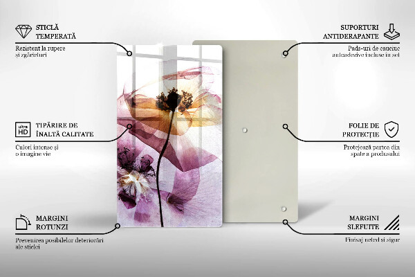 Skleněná krájecí deska Jemné květiny