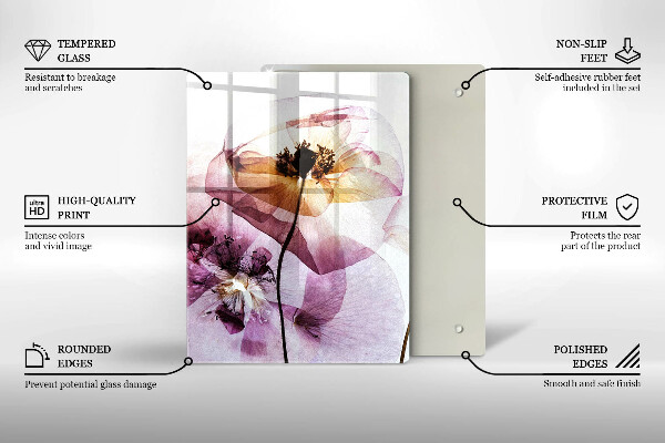 Skleněná krájecí deska Jemné květiny