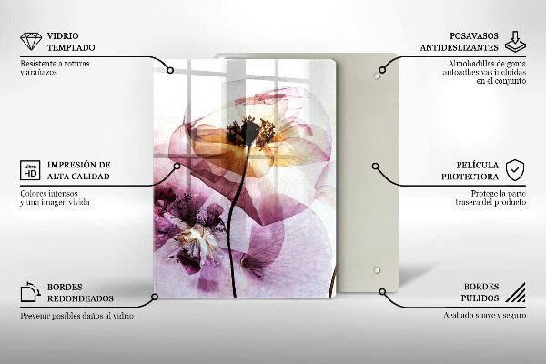 Skleněná krájecí deska Jemné květiny