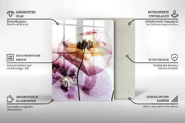 Skleněná krájecí deska Jemné květiny